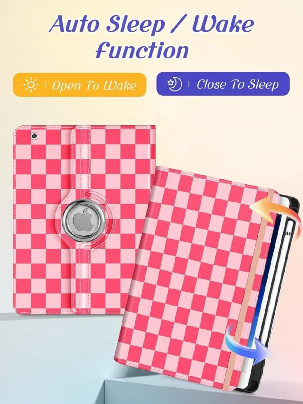 Stylish Pink Plaid Case for iPad 9th/8th/7th Gen - Durable & Lightweight
